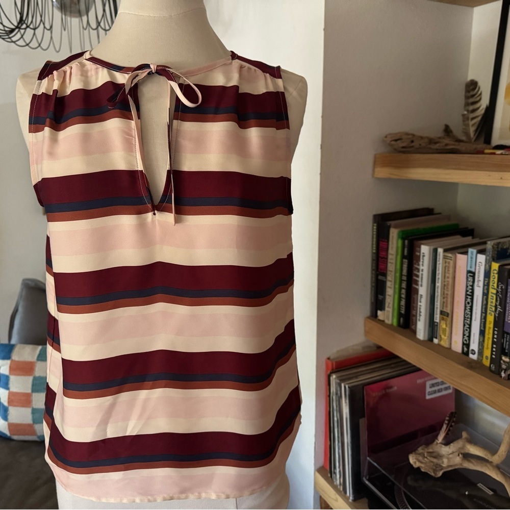 Banana Republic Striped Sleeveless Top - Burgundy and Pink